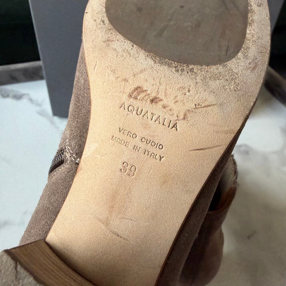 Aquatalia Fallon Suede Ankle Booties Light Brown Size 39 - Picture 9 of 9